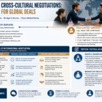 Cross-cultural business negotiation between international professionals discussing a global deal in a multinational corporate meeting.